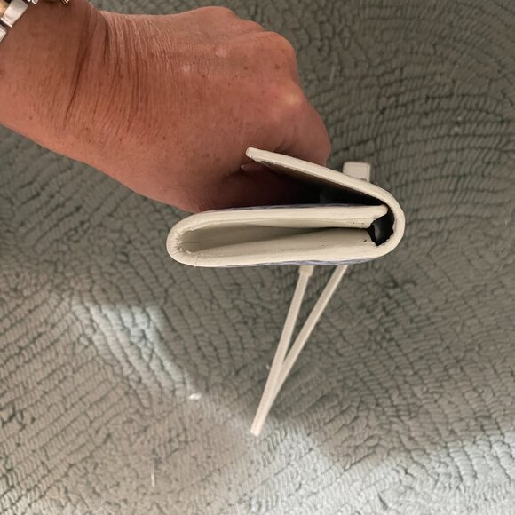 Vintage Blue Logo Coach Wristlet with white strap and buckle. Snap Closure - Picture 4 of 8